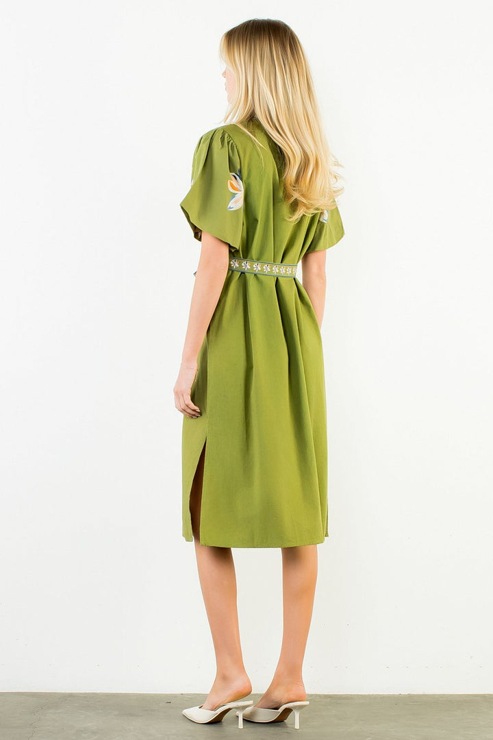 Fall Floral Dress (Green)