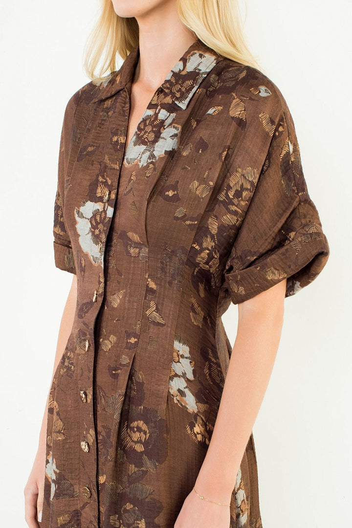 Button Up Dress (Brown)