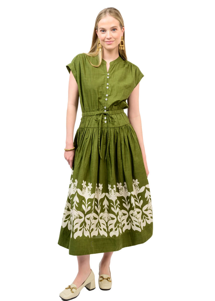 Border Maxi Dress W Drop Waist (Olive) – Only Options Valdosta