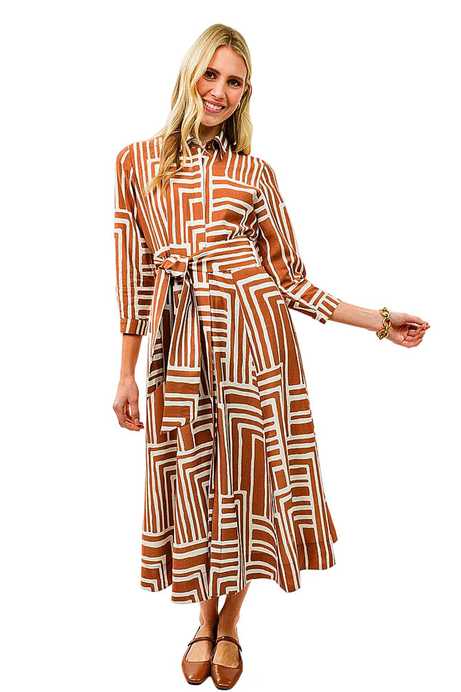Graphic Midi Shirt Dress (Cafe)