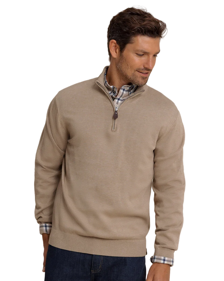Whitehaven Heather Quarter Zip Sweater (Heather Sandstone Khaki)