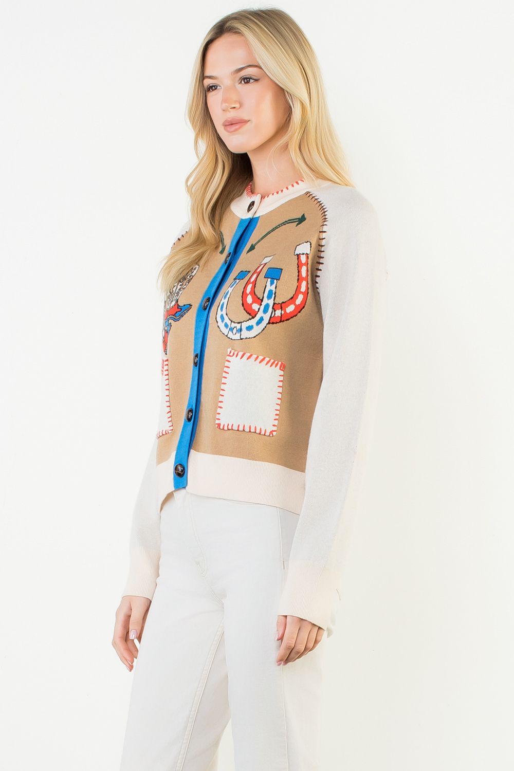 Western Theme Cardigan (Cream)