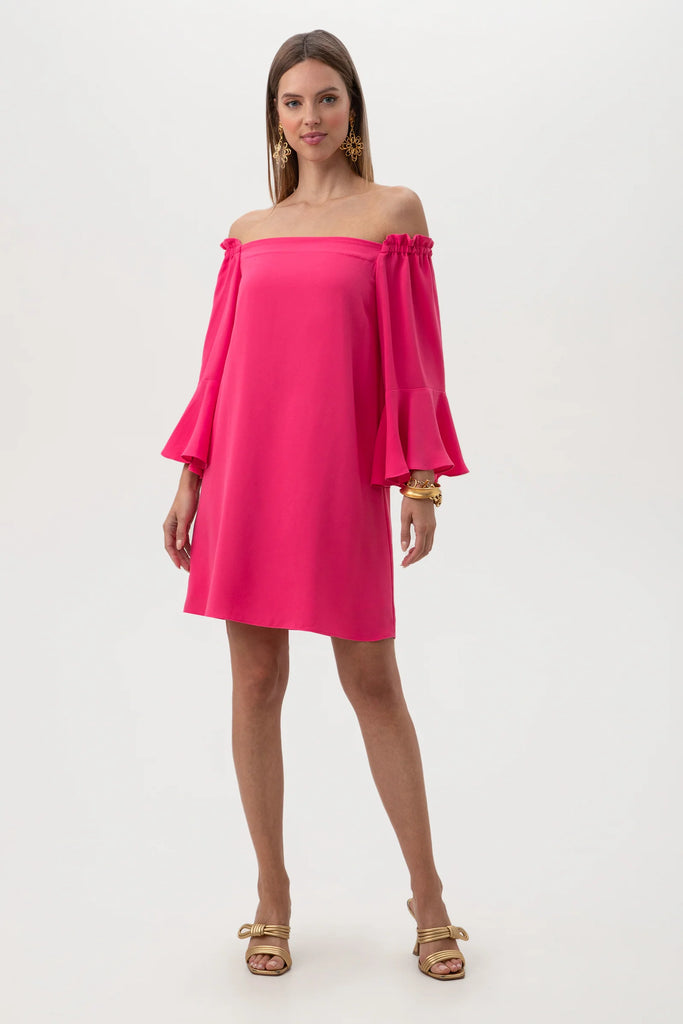 Asymmetric Neckline Folded Shoulder Dress – L'MOMO